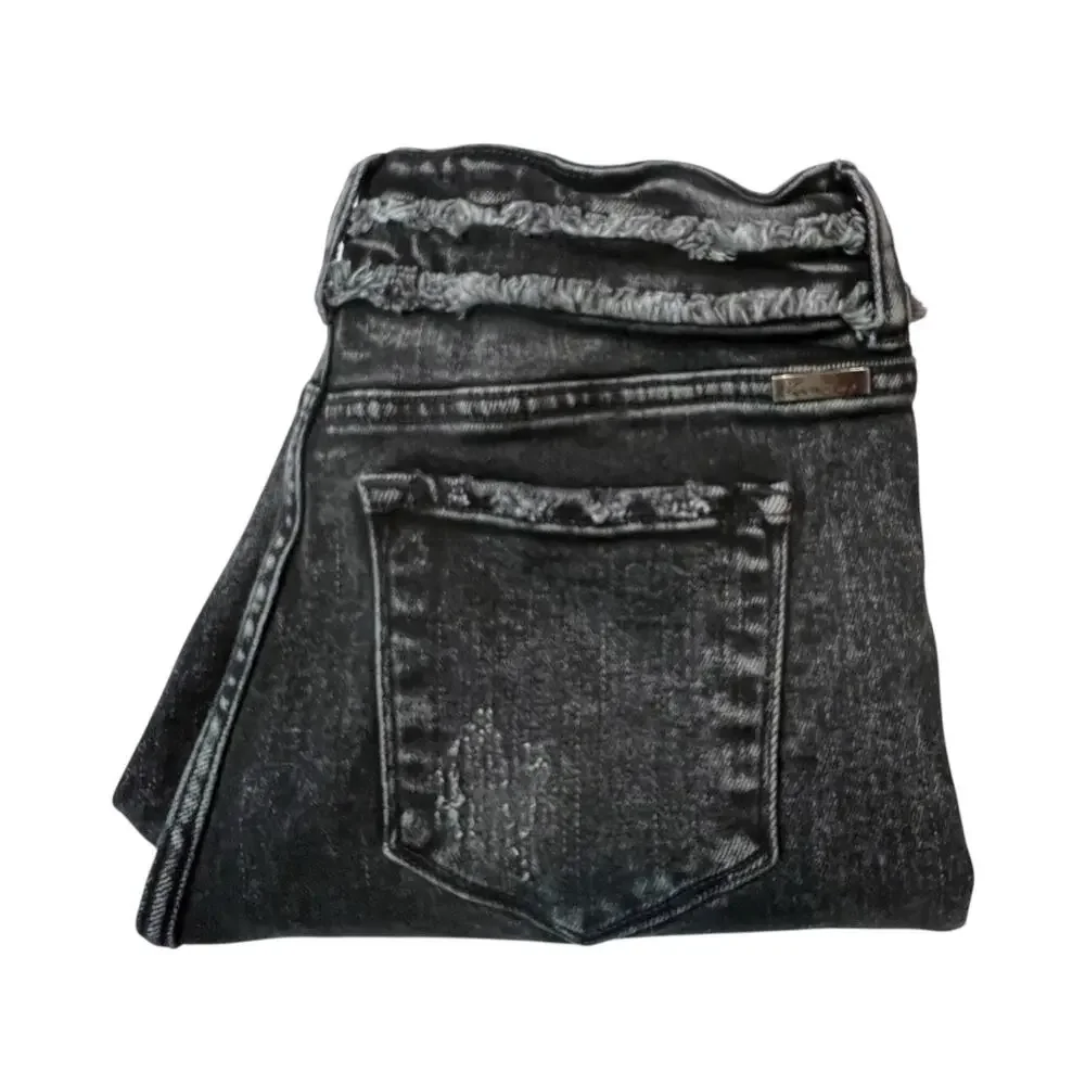 KanCan Skinny Jeans 11/29 Black Wash Women’s Raw Hem Soft Stretch Denim - Picture 11 of 11